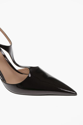 Pointed Patent Leather Pumps With Strap 10 cm