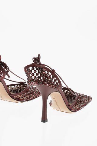 Netz-Sandalen mit Strass und 10-cm-Absatz