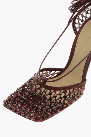Netz-Sandalen mit Strass und 10-cm-Absatz