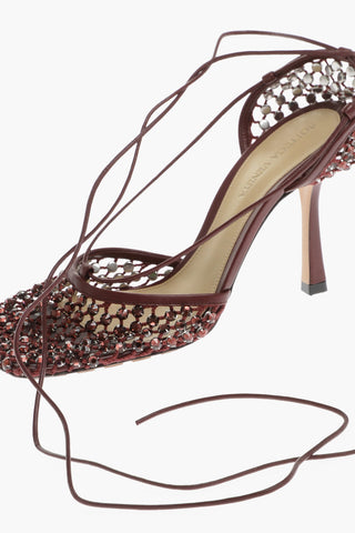 Netz-Sandalen mit Strass und 10-cm-Absatz