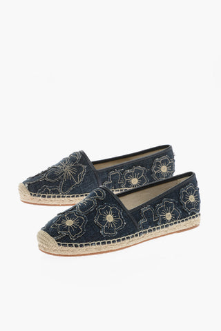 MICHAEL Denim KENDRICK Espadrillas with Floral-Embroidery