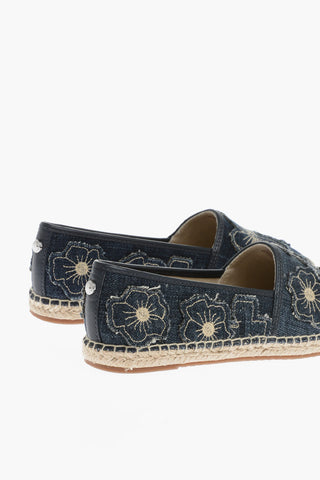 MICHAEL Denim KENDRICK Espadrillas with Floral-Embroidery
