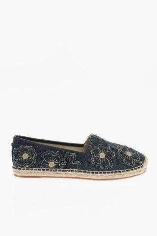 MICHAEL Denim KENDRICK Espadrillas with Floral-Embroidery