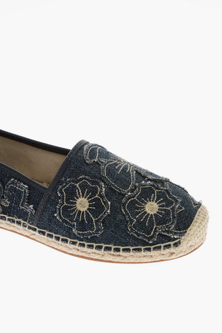 MICHAEL Denim KENDRICK Espadrillas with Floral-Embroidery