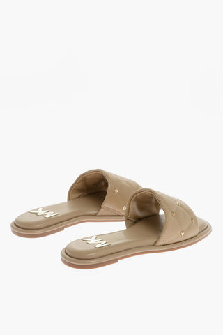 MICHAEL Quilted Faux Leather HAYWORTH Sandals with Golden Studs