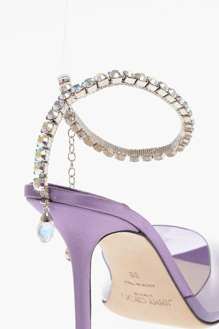 Pvc SAEDA Ankle-Strap Pumps Embellished with Crystals Heel 11cm