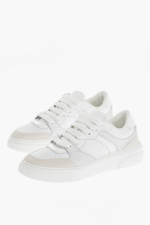 Niedrige Sneaker BUMPER aus Leder einfarbig mit Details aus Veloursleder
