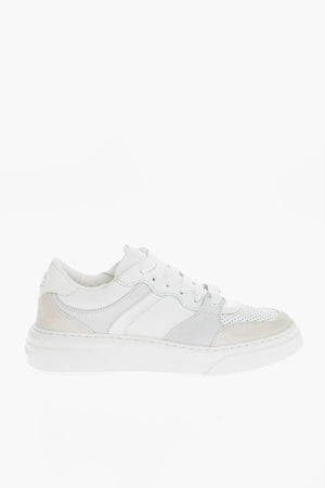 Niedrige Sneaker BUMPER aus Leder einfarbig mit Details aus Veloursleder