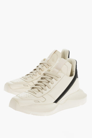 Sneakers Basse in Pelle con Punta Squadrata e Dettagli a Contrasto