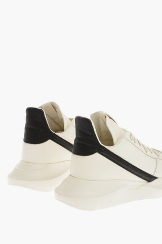 Sneakers Basse in Pelle con Punta Squadrata e Dettagli a Contrasto