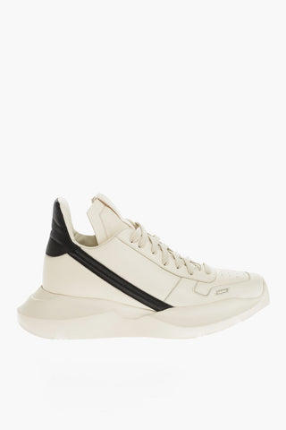 Sneakers Basse in Pelle con Punta Squadrata e Dettagli a Contrasto
