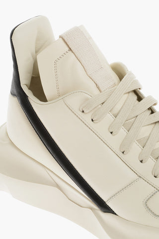 Sneakers Basse in Pelle con Punta Squadrata e Dettagli a Contrasto