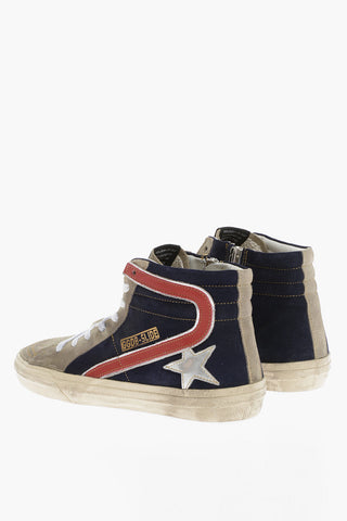 Vintage Effect Suede SLIDE CLASSIC Sneakers with Side Zip