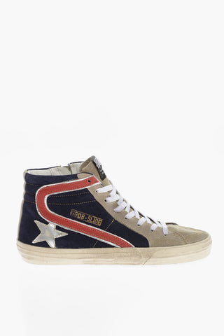 Vintage Effect Suede SLIDE CLASSIC Sneakers with Side Zip