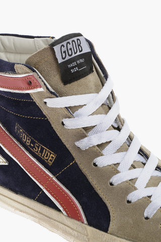 Vintage Effect Suede SLIDE CLASSIC Sneakers with Side Zip