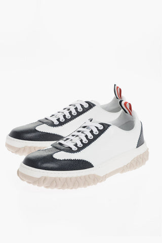 Two-Tone Leather Low-Top Sneakers
