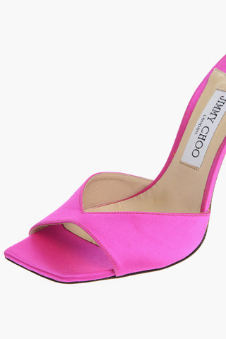 Satin Ankle-Strap SAEDA Sandals Embellished with Crystals Heel 11.5cm