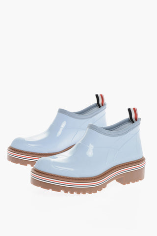 Glossy Effect Rubber Boots wth Striped Detail