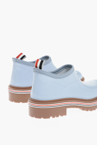 Glossy Effect Rubber Boots wth Striped Detail