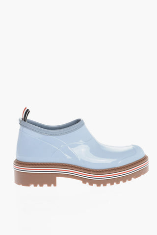 Glossy Effect Rubber Boots wth Striped Detail