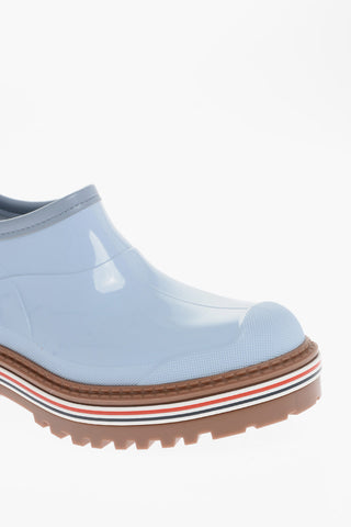 Glossy Effect Rubber Boots wth Striped Detail