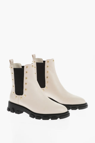 MICHAEL Leather RIDLEY GORE Chelsea Boots with Golden Studs