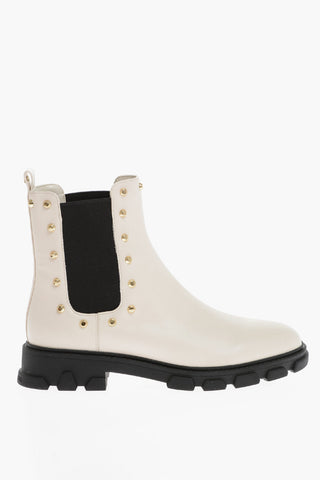 MICHAEL Leather RIDLEY GORE Chelsea Boots with Golden Studs