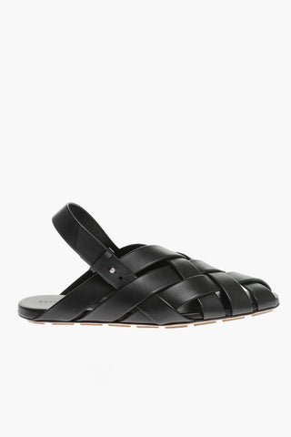 Sandali In Pelle Intrecciata Con Conturino