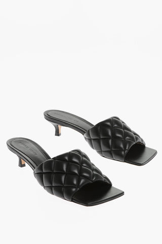 Open Toe Quilted Leather Mules 4cm