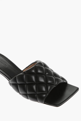 Open Toe Quilted Leather Mules 4cm