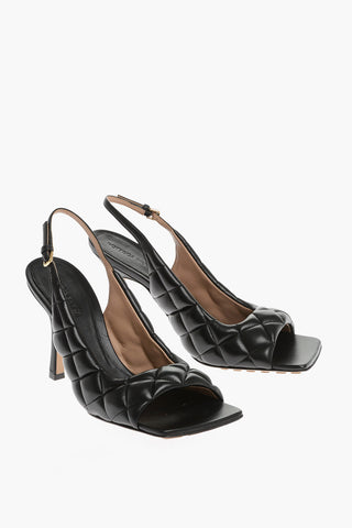 Slingback Quilted Leather Sandals Heel 10 cm