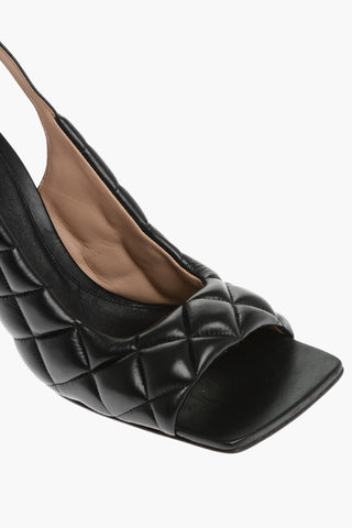 Slingback Quilted Leather Sandals Heel 10 cm