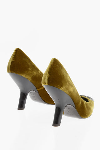 Velvet ELEANOR PAVE Pumps with Rhinestone Logo 10cm