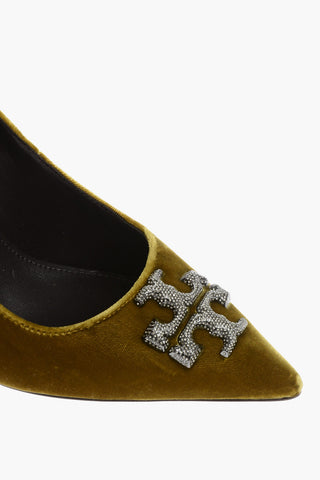 Velvet ELEANOR PAVE Pumps with Rhinestone Logo 10cm
