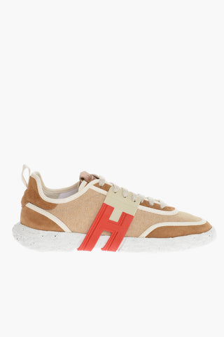 Twill and Suede 3R Low Top Sneakers with Rubber Monogram