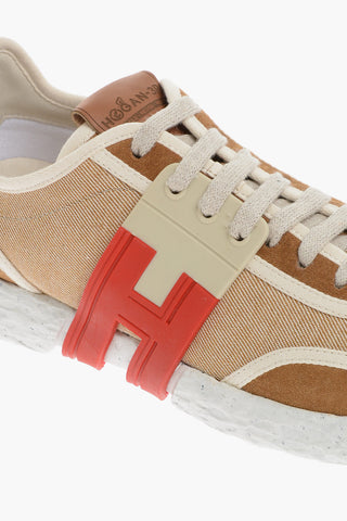 Twill and Suede 3R Low Top Sneakers with Rubber Monogram