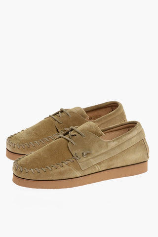 Front Lace-up Fastening Suede Loafers