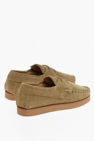 Front Lace-up Fastening Suede Loafers