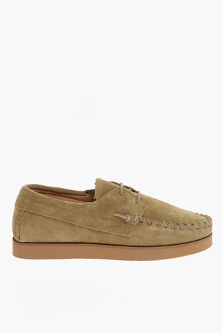 Front Lace-up Fastening Suede Loafers