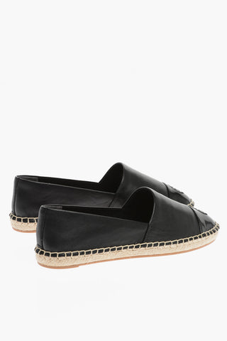 Leather Espadrilles with Patent Toe