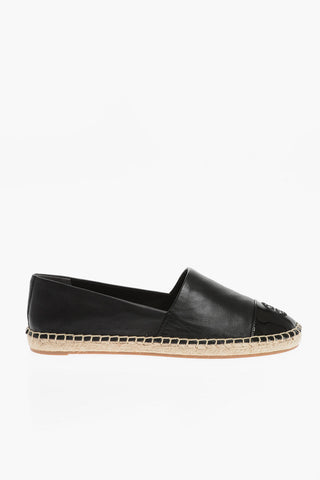 Leather Espadrilles with Patent Toe