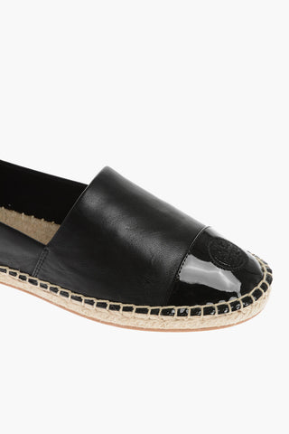 Leather Espadrilles with Patent Toe