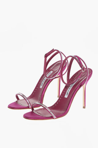 Satin Ankle-Strap CRINASTRA Sandals Embellished with Rhinestones Heel 11.5cm