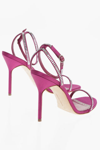 Satin Ankle-Strap CRINASTRA Sandals Embellished with Rhinestones Heel 11.5cm