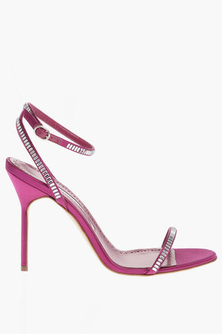 Satin Ankle-Strap CRINASTRA Sandals Embellished with Rhinestones Heel 11.5cm