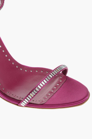 Satin Ankle-Strap CRINASTRA Sandals Embellished with Rhinestones Heel 11.5cm