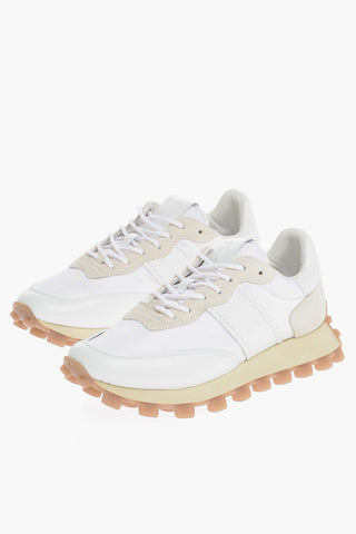 Solid Color Nylon and Suede RUNNING 25L Low-Top Sneakers