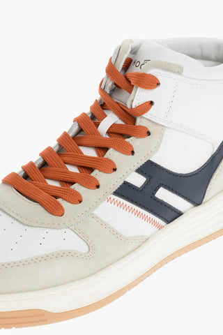 Leather and Suede BASKER High-Top Sneakers with Contrasting Laces