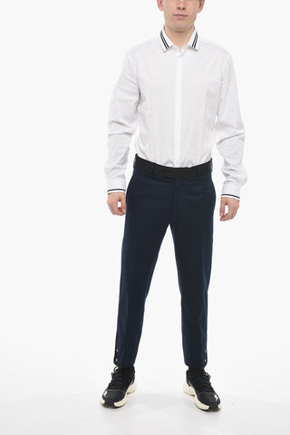 Slim-Fit Trousers TOM with Contrast Edging and Ankle Buttons