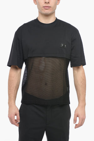 T-Shirt Rundhals Slim Fit aus Mesh mit Piercing-Detail